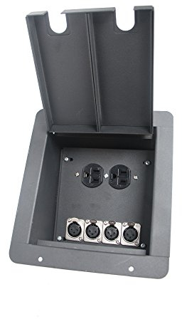 EliteCoreAudio FB4+AC Recessed Floor Box with 4 XLR, 1 Duplex AC Connection