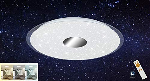 Briloner Leuchten LED Deckenleuchte, Deckenlampe, Dimmbar, Farbtoneinstellung, Timer- und Nachtlichtfunktion, Kunststoff, 24 W, Weiß/Chrom, Ø 46 cm