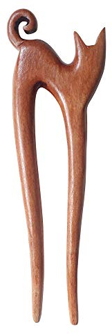 Marycrafts Haarnadel Haarstab Haar Stöcke Haarschmuck aus Holz (Katzchen)