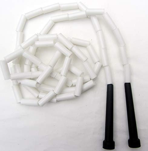 KIDS TEENS WHITE SKIPPING ROPE Jump Rope, Skipping Rope BEADED- SPEED 7ft Boxing Fitness Skipping Speed