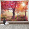 ABAKUHAUS Natur Wandteppich, Blumen im Park Herbst, Wohnzimmer Schlafzimmer Heim Seidiges Satin Wandteppich, 200 x 150 cm, Braun Rot