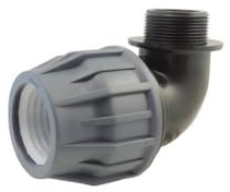 Coude à 90% à compression filete male pour tuyau de piscine - Ø A: 50mm | Ø B: 1''1/2