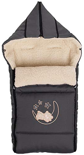 Goldkids Winter Fußsack für Kinderwagen Babyschale Schlittensack Lammwollesack Baby Fußsack Kuschelsack Winterfußsack 40 x 90 cm (Anthrazit)