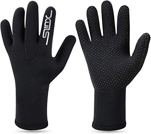 QKURT 3mm Neopren-Neoprenanzughandschuhe - warme Tauchhandschuhe, Erwachsene Fünf-Finger-Tauchhandschuhe zum Tauchen, Surfen, Kajakfahren, Schnorcheln, Segeln, Bootfahren