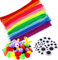 Pfeifenputzer Bunt zum Basteln, 500 Stück DIY Pfeifenreiniger Basteln, Bunte Mini Pompons mit Kulleraugen, Pfeifenreiniger für Bastelzubehör Dekorationen