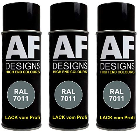 Alex Flittner Designs 3x RAL Lackspray Autolack Buntlack Spraydose RAL7011 EISENGRAU matt