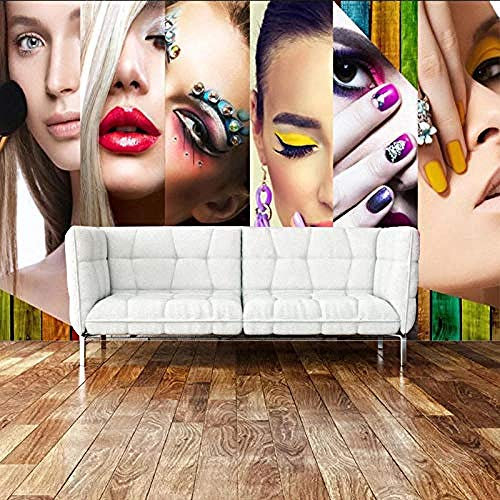 Background Wallpaper Personalized Hair Salon Large Fresco Watercolor Nail Salon Fashion Beauty Background Wallpaper Custom 3D Wallpaper Paste Living Room The Wall for Bedroom Mural-200cm×140cm