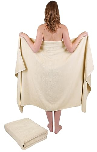 Betz Badetuch 2 Stück Set groß XXL Badetücher Saunatuch Dresden 100% Baumwolle Größe 100 cm x 200 cm Farbe Sand - 1901050