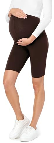 Be Mammy Leggings Courts de maternité Confortables en Coton Pantalons de maternité pour l'été Legging Court Grossesse Maternité BE20-228 (Brun XL)