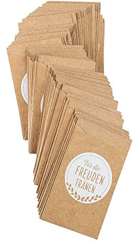 Ideen mit Herz Kraftpapier-Tüten | Freudentränen | 10,6 cm x 6,3 cm | 200 g/m² | weiß bedruckt | 100 Stück