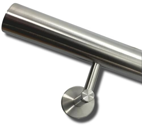 Handlauf Edelstahl Aussen Innen Wandhandlauf Brüstung Geländer, 4 verschiedene Varianten… (Verdeckt Verschraubt, 2400 mm)