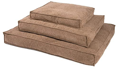 JAMAXX Premium Hundekissen Orthopädische Füllung, Waschbar Bezug aus Edlem Chinelle Stoff, Weiche Kompakte Füllung mit Visco Schaumstoff-Flocken Memory, PDB1003 (M) 90x70, braun