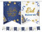 Eid Mubarak Bunting Party Flags - Eid Decorations (10 Flags) - Blue Gold Black Silver AG (Blue & White)