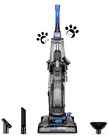 Eureka PowerSpeed Lightweight Upright Vacuum Cleaner for Carpet and Hard Floor, Powerful Bagless Upright Vacuum Cleaner for Home Pets, NEU181A, Blue