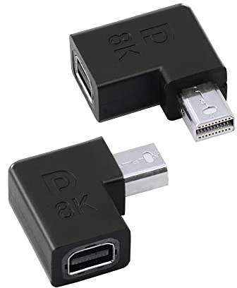 GINTOOYUN Mini Displayport Female to Mini Displayport Male Adapter 8K Right Angle 90 Degree Mini DP Female to Mini DP Male Audio and Video Adapter for Laptops,Monitors,High-Definition TV etc(Style 4)