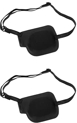 Healifty 3D-Augenklappen, Polyester, verstellbare Augenmasken mit Schnalle für Erwachsene und Kinder, schielendes Auge, Amblyopie, Strabismus (links), Schwarz, 2 Stück