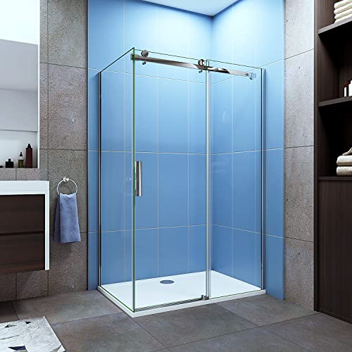 Aica Sanitär 140x90cm Duschabtrennung Duschkabine Eckeinstieg Eckkabine 8mm Nano glas Schiebetür