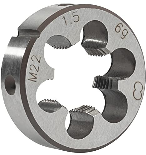 Aceteel M22 x 1,5 mm metrisches rundes Gewindeschneider, Rechtshänder, Maschinen-Schneideisen, M22 x 1,5