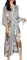 Women's Summer Flower Print Dressing Gown Long Satin Robes for Sleepwear Loungewear, Blue-Grey