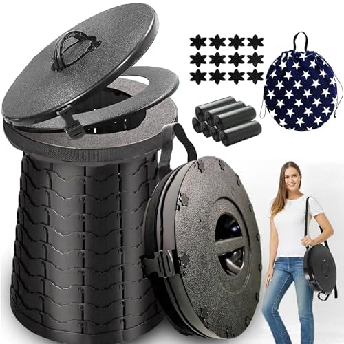 ALEVMOOM Toilettes Portables de Camping Avec Sac à Main Gratuit et 7 Sacs Poubelle, Pliables et Compactes Pour l'Extérieur