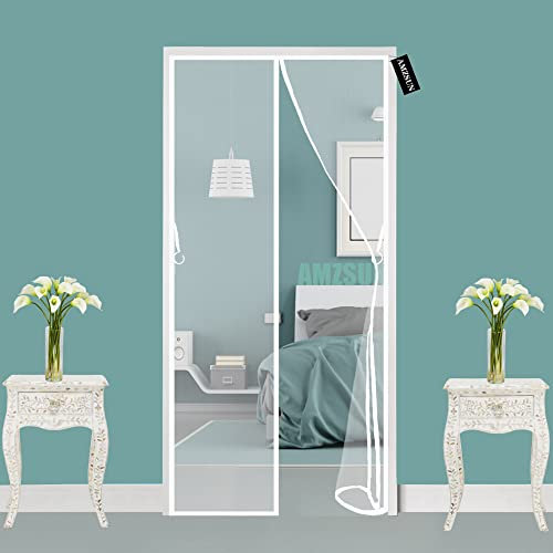 moustiquaire porte camping car 75 x 235 cm Moustiquaire Porte Fenetre Fermeture Automatique Rideau Anti Mouche sans Percer pour Couloirs Portes Patio - Blanc