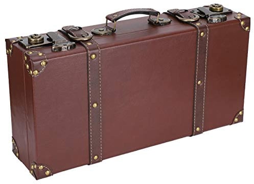 Zerodis Koffer Im Alten Stil mit Riemen, Handhintergrund, Wanddekoration, Aufbewahrungsbox, Holz, Retro-Aufbewahrungskoffer, Vintage, Dekorativer Koffer, Kofferkoffer