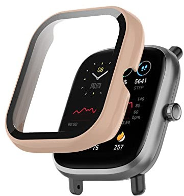 SeNool Funda Compatible con Amazfit Bip U/Bip U Pro, Carcasa Protectora con Cristal Templado Protector de Pantalla, [Dureza 9H] Protección Carcasa Compatible con Amazfit Bip U Pro/Bip U - Rosado