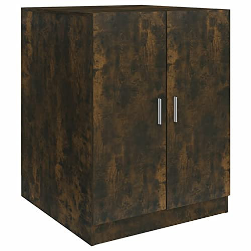 Tidyard Washing Machine Cabinet Drum Washing Machine Storage Cabinet Bathroom Laundry Storage Organiser Cupboard Smoked Oak 71x71.5x91.5 cm