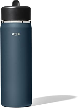 OXO Strive 20oz Wide Mouth Water Bottle with Straw Lid - Dark Cobalt