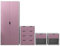 AFN Delvito 4 Piece Bedroom Furniture Set - Includes Wardrobe, 5 Drawer Chest, Bedside Cabinet (Pink on White)