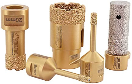 SHDIATOOL Diamond Core Drill Bit,Hole Saw Cutter 6mm/6mm/20mm/35mm + 20mm Diamond Finger Bits M14 Thread for Concrete Granite Marble Porcelain Tile Masonry Brick,5PCS
