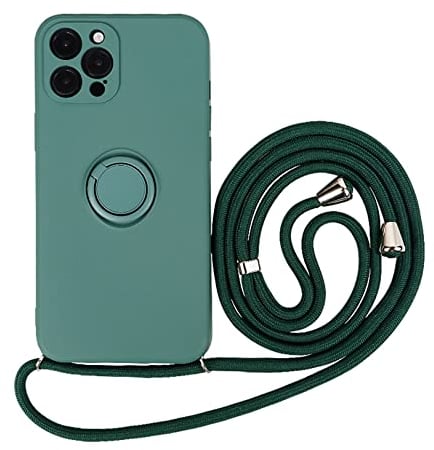 Emlivi Mobile Phone Lanyard Case for iPhone 11 Pro, Necklace Mobile Phone Case with 360 Degree Ring Holder, Nylon Shoulder Strap, Silicone TPU Phone Case with Lanyard, Protective Case for iPhone 11