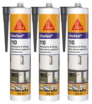 Lot de 3 mastic silicone SIKA SikaSeal 109 Menuiserie - Anthracite - 300ml