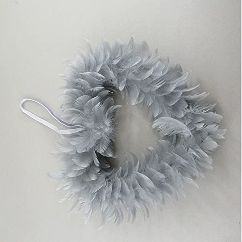 LUMoony Federgirlande Herzform 1 Pcs Federkranz Weihnachtskranz Böhmischen Handgefertigt Licht Federn Kränze für Weihnachten, Hochzeit, Party, Foto-Requisiten, Heimdekoration 28cm