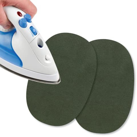 USIT, Mini Toppe Scamosciate Termoadesive, 13x9 cm, Ideali per Riparare Pantaloni, Giacche e Camicie, Tinte Inalterabili, 2 Pezzi, Verde Bosco