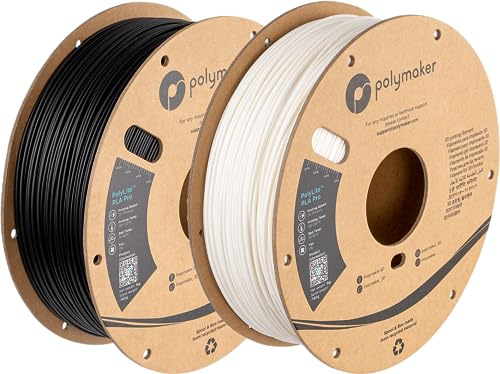 Polymaker PolyLite™ PLA Pro (1,75 mm, 2 kg), Schwarz, 1 x Weiß