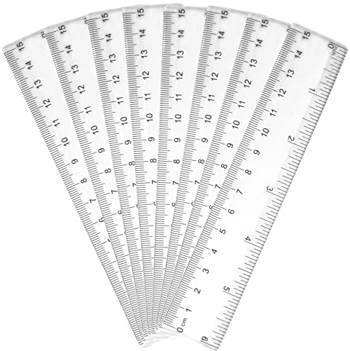 8 Stücke 15cm Kunststoff Lineal, Transparent Lineal, Lineale aus Geradem Kunststoff, Gerade Messwerkzeug Lineale, Klar Durchsichtige Lineale, mit Metrische&Inch-Skala Lineal für Schule Büro Zuhause