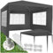 tectake® Tonnelle de Jardin 3 x 3 m en Acier époxy Tente de réception, Imperméable, 3 Parois, Piquets & Cordes de Tension Inclus, Tonnelle terrasse Exterieur Tente de réception Mariage Baptême