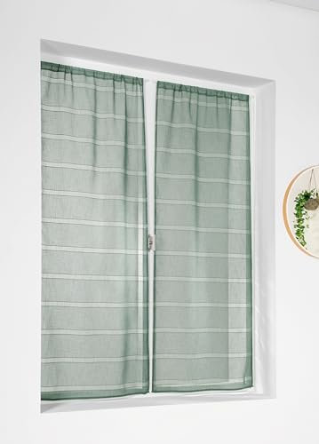 Linder Coppia di vetri cordone verde eucalipto in 55 x 120 cm