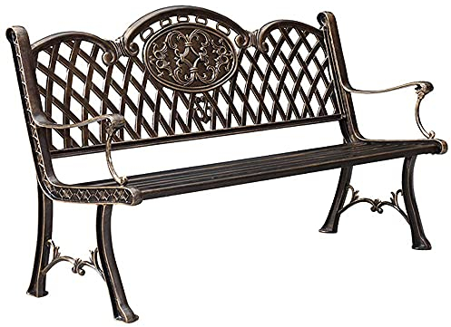 Gartenbank Gartenbank im Freien, Parkterrassenbank, Freizeitbank im Freien, wetterfeste Retro-Gartenbank aus Aluminium, dekorative Rasenbänke im Innenhof und auf der Veranda, Bank mit 2–3 Sitzen