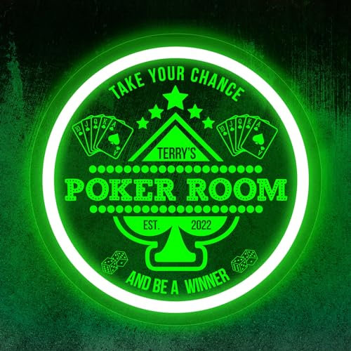 souleather Panneau néon personnalisé pour salle de poker, décoration de salle de poker, panneau LED de poker, panneau lumineux de poker, art mural de poker, panneau néon d'affaires, panneau néon