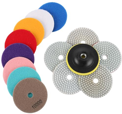 YAYODS Set 16 Stück Nass Diamant Schleifscheibe Ø 100 mm Klett mit M14 Schleifteller - Grits 50#, 100#, 200#, 400#, 800#, 3000#, 6000#, 10000# für winkelschleifer, Bohrer