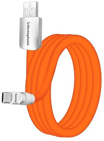 Chubbycable Chubby 2.0 Fast Charging Cable - Durable Soft Silicone USB C Cable, 240W Extra Thick Phone Charger Cord, Data Transfer Type C, 9.8 FT, USB-A to Type-C, Orange