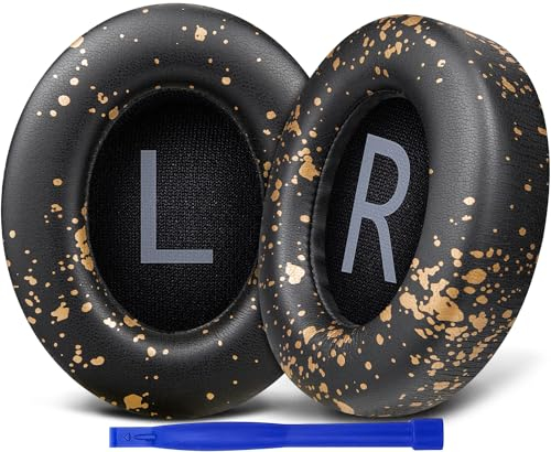 SOULWIT Replacement Earpads for Bose 700 (NC700) Wireless Headphones, Ear Pads Cushions with Softer Leather, High-Density Noise Cancelling Foam, Added Thickness - Black Gold