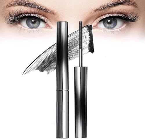 3D Curling Eyelash Iron Mascara, Iron Brush Mascara Waterproof, Non-Clumping Flake Proof Natural Thickening Lengthening Long Lasting Bristleless Mascara. (Black-1pcs)
