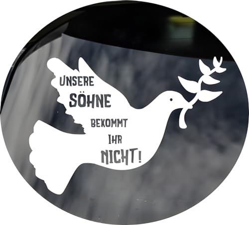 Autoaufkleber Friedenstaube - Zeichen des Friedens, Demo-Support, Einheit & Unterstützung, Wetterfest, 20x15 cm (unsere Söhne)