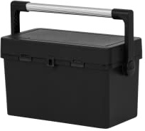 M1SS 1 X 46CM Black Recycled Plastic Tool Box with Lid & Aluminium Handle Tool Chest Storage Case Organizer Included Removable Tray Portable Tool Storage Box For Home, Garden, Garage