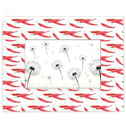 Red Peppers Bilderrahmen, 12,7 x 17,8 cm, passend für 16,7 x 11,6 cm große Fotos, Paprika-Chili-Holzrahmen, Desktop oder Wand, Heimdekoration, Bilderrahmen