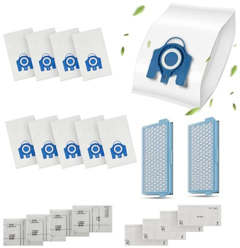 10 Staubsaugerbeutel für Miele Staubsauger & 2 Hepa Filter, 3 Stück 3D Efficiency GN Staubsaugerbeutel und SF-HA 50 Filter, Zubehörset für Miele Staubsauger
