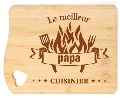 Blumuze Cadeau Papa,Planche à Découper en Bambou Sculptée Cadeau Anniversaire Papa Père,Idee Cadeaux Pere Cuisine,Cadeau Homme Original Fete des Peres